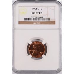 1954-S LINCOLN CENT, NGC MS-67 RED!