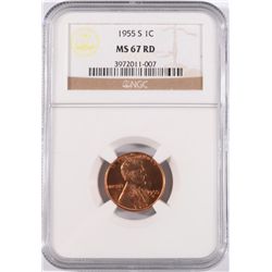 1955-S LINCOLN CENT NGC MS-67 RD