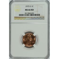 1973-S LINCOLN CENT, NGC MS-66 RED!  RARE! THERE HAVE BEEN NO SALES OF MS-67 RED