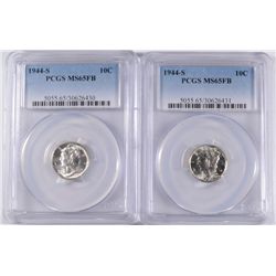 2 1944-S MERCURY DIME PCGS MS-65 FB