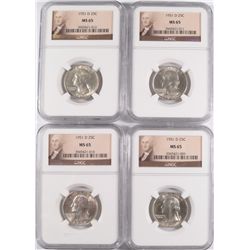 ( 4 ) 1951-D WASHINGTON QUARTERS, NGC MS-65