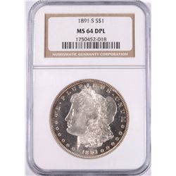 1891-S MORGAN SILVER DOLLAR, NGC MS-64 DPL  GORGEOUS COIN! RETAILS FOR $4500.00