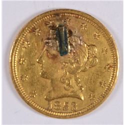 1853 $2.50 GOLD LOVE TOKEN PARTIAL MOUNTING