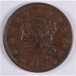 1843 LARGE CENT AU-50