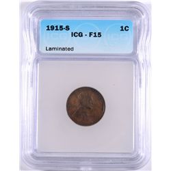 1915-S LINCOLN CENT ICG FINE-15