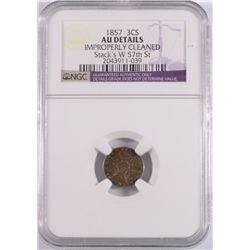 1857 THREE CENT SILVER NGC AU DETAILS