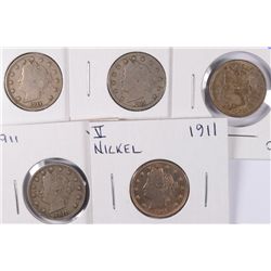 (5) 1911 V-NICKELS