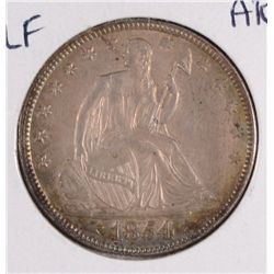 1854 SEATED HALF DOLLAR AU-55 (NICE ORGINAL TONING)