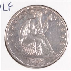 1858-O SEATED HALF DOLLAR AU-55