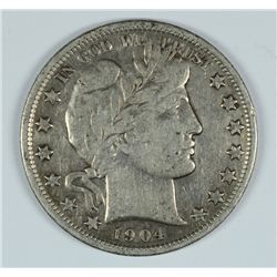 1904 BARBER HALF DOLLAR, VF