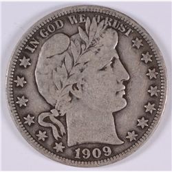 1909 BARBER HALF DOLLAR, VF