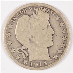 1914 BARBER HALF DOLLAR, VG