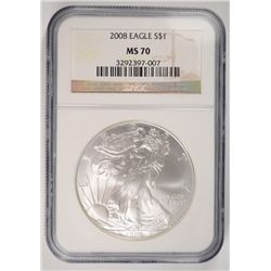 2008 SILVER AMERICAN EAGLE NGC MS-70