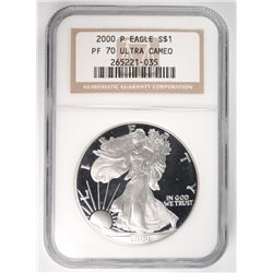 2000 PROOF SILVER AMERICAN EAGLE NGC PF-70 UC