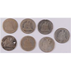 LOT OF ( 7 )  LOWER GRADE SEATED QUARTERS