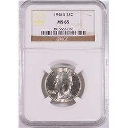 1946-S WASHINGTON QUARTER, NGC MS-65!