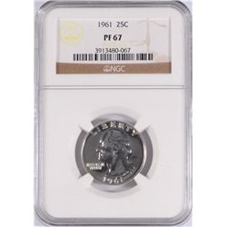 1961 WASHINGTON QUARTER, NGC PROOF-67