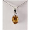 Image 2 : Sterling Silver Prong Set Pendant with Citrine Crystal