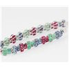 Image 1 : Multi-Stone Layered Silver Bracelet, Rhodium Plated for