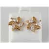 Image 2 : Gold Plated Flower Stud Earring with Clear Crystal