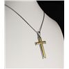 Image 1 : Mens Cross Two Tone Stainless Steel Pendant