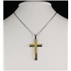 Image 2 : Mens Cross Two Tone Stainless Steel Pendant