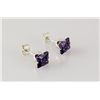 Image 1 : Sterling Silver Earring Prong Set Amethyst Crystal