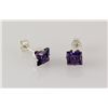Image 3 : Sterling Silver Earring Prong Set Amethyst Crystal