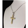 Image 1 : Mens Cross Two Tone Stainless Steel Pendant