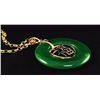 Image 2 : CHINESE ROUND JADE 28.16CTW W/ GOLD PLATED .925 PENDANT