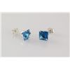 Image 1 : Sterling Silver Earring Prong Set Blue Sapphire