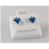 Image 2 : Sterling Silver Earring Prong Set Blue Sapphire