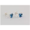 Image 3 : Sterling Silver Earring Prong Set Blue Sapphire