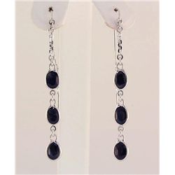 Sterling Silver Drop Dangle 15.80ctw Sapphire Earring