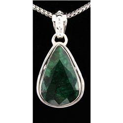 NATURAL EMERALD BERYL 32.23CTW SILVER PENDANT