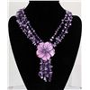 Image 1 : 513.23CTW FOUR ROWS CHIPPED AMETHYST BEADS NECKLACE