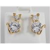 Image 1 : Gold Plated Cat Design Stud Earring with Clear Crystal