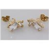 Image 2 : Gold Plated Cat Design Stud Earring with Clear Crystal