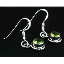 1.10CT Peridot Bezel Design 0.925 Hook Earring 2.17g