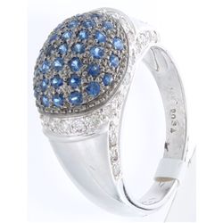 14K White Gold 0.89ctw Sapphire & Diamond Ring