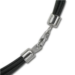 Black Multi-Cord Leather Necklace - 16 in.