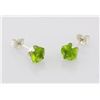 Image 2 : Sterling Silver Earring Prong Set Peridot Crystal