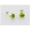 Image 3 : Sterling Silver Earring Prong Set Peridot Crystal