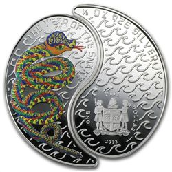 Fiji 2013 Silver $1 Chinese Lunar - Ying &amp; Yang Sna