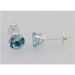 Sterling Silver Earring Prong Set Aquamarine