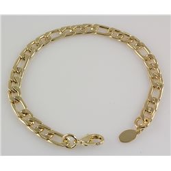 Mens Gold Plated Figaro Link Chain Bracelet