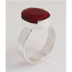 RUBY CORRUNDUM 19.65CTW BEZEL DESIGN SILVER RING