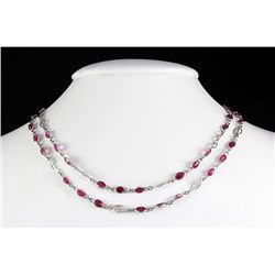 New Design Ruby 45.30CT Silver Bezel Necklace 8.48g