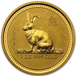 1999 1 oz Gold Year of the Rabbit Lunar Coin (Abrasions