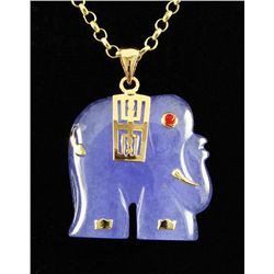 29.12CTW PURPLE JADE ELEPHANT GOLD PLATED PENDANT